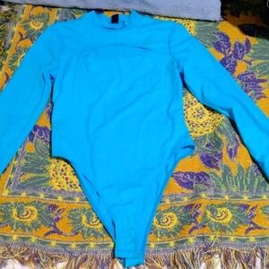 Long-Sleeve Women's Bodysuit in Bright Blue